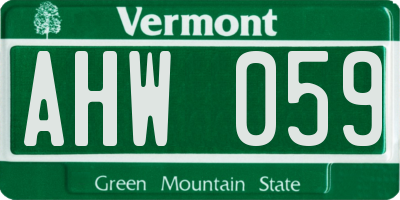 VT license plate AHW059