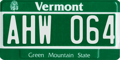 VT license plate AHW064