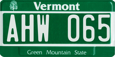 VT license plate AHW065