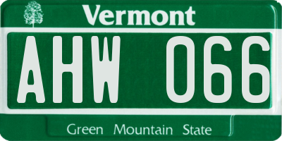 VT license plate AHW066
