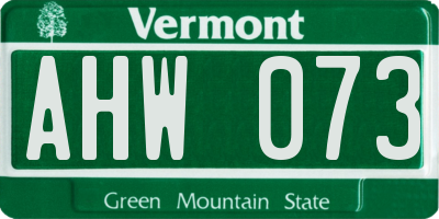 VT license plate AHW073