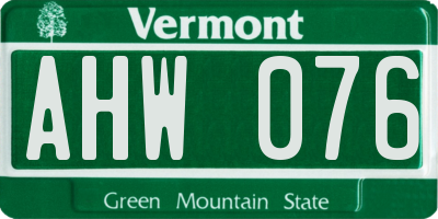 VT license plate AHW076