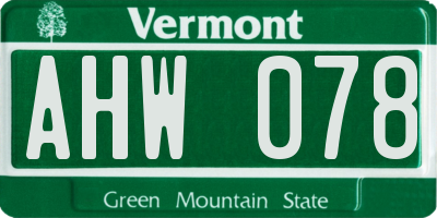 VT license plate AHW078