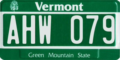 VT license plate AHW079