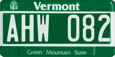 VT license plate AHW082