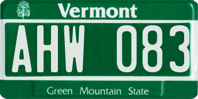 VT license plate AHW083
