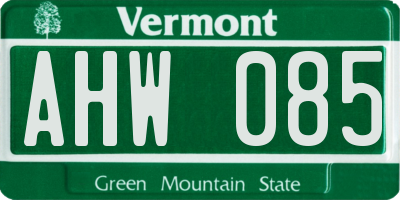 VT license plate AHW085