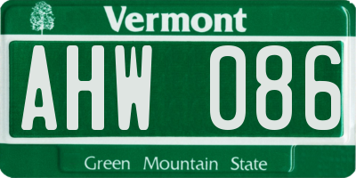 VT license plate AHW086