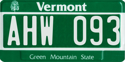VT license plate AHW093