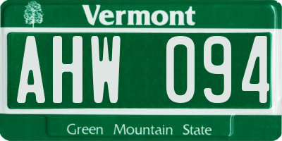 VT license plate AHW094