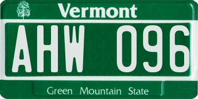 VT license plate AHW096