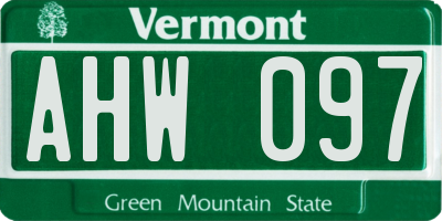 VT license plate AHW097