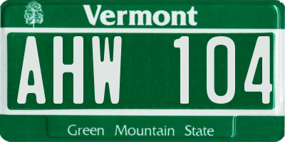VT license plate AHW104