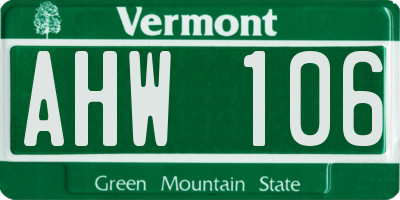VT license plate AHW106