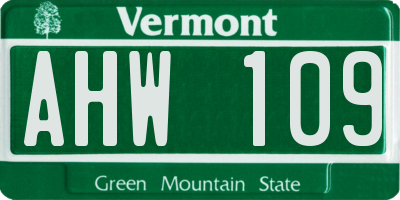 VT license plate AHW109