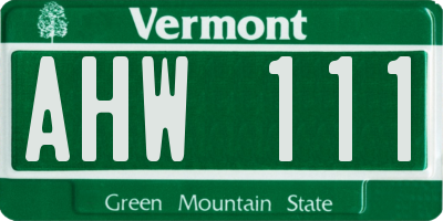 VT license plate AHW111