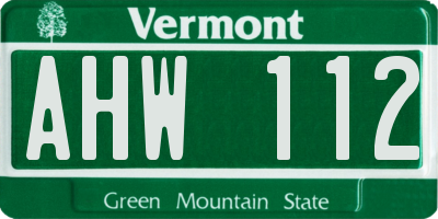 VT license plate AHW112