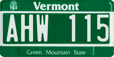 VT license plate AHW115