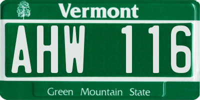 VT license plate AHW116