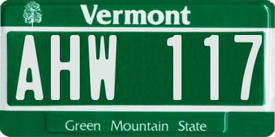VT license plate AHW117