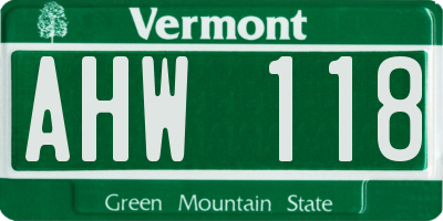 VT license plate AHW118