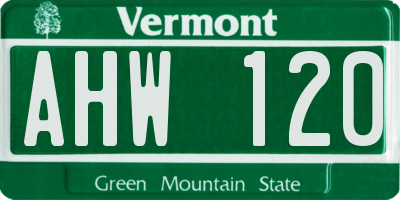 VT license plate AHW120