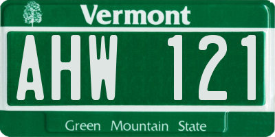VT license plate AHW121