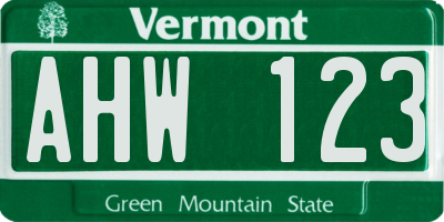VT license plate AHW123