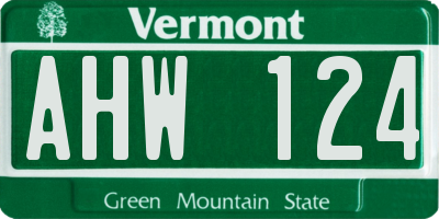 VT license plate AHW124