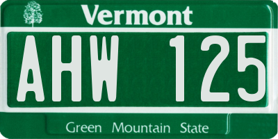 VT license plate AHW125
