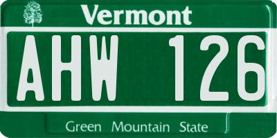 VT license plate AHW126