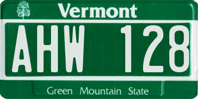 VT license plate AHW128