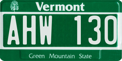 VT license plate AHW130