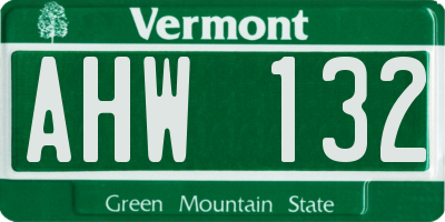 VT license plate AHW132
