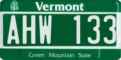 VT license plate AHW133