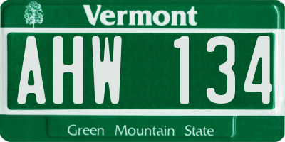VT license plate AHW134