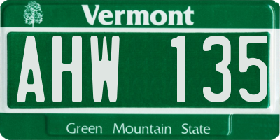 VT license plate AHW135