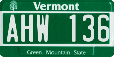 VT license plate AHW136