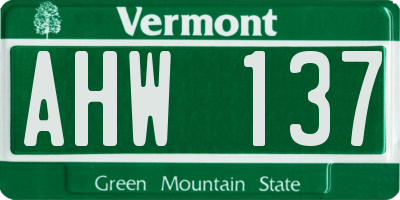 VT license plate AHW137