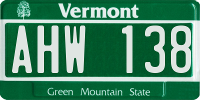 VT license plate AHW138