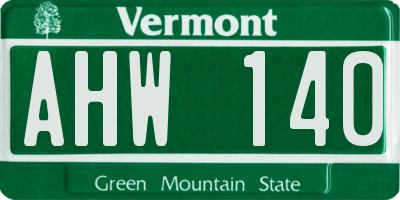 VT license plate AHW140