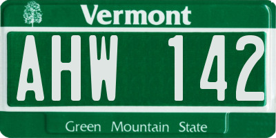 VT license plate AHW142