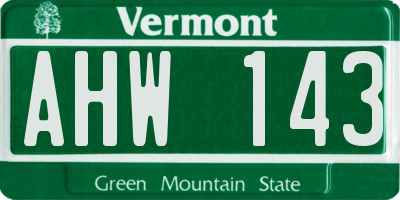 VT license plate AHW143