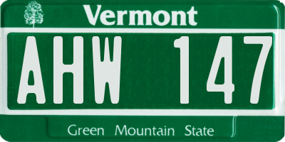 VT license plate AHW147