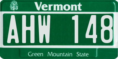 VT license plate AHW148