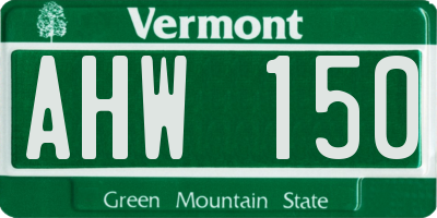 VT license plate AHW150