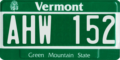 VT license plate AHW152