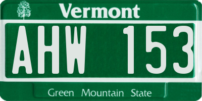 VT license plate AHW153