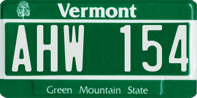VT license plate AHW154