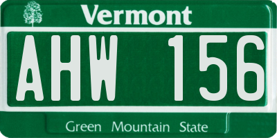 VT license plate AHW156